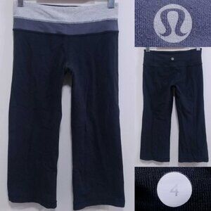Lululemon Groove Crop Leggings 4 XS Reversible Wee Stripe Pants Gray Black